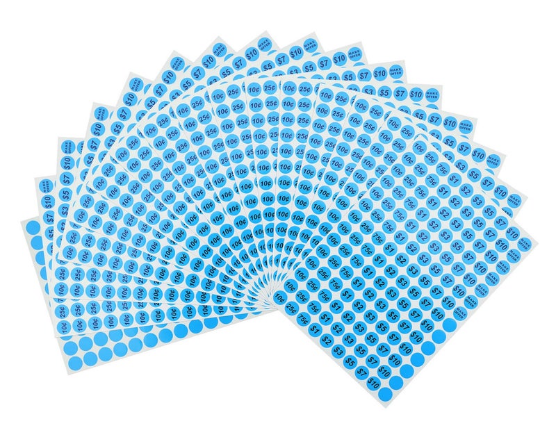 ONUPGO Garage Sale Price Stickers, 3/4" Round Labels Yard Sale Pricing Stickers Removable Pre-Priced Labels, Bright Neon Colors with Blank Label, Pack of 2240 (Neon Blue) - Image 4